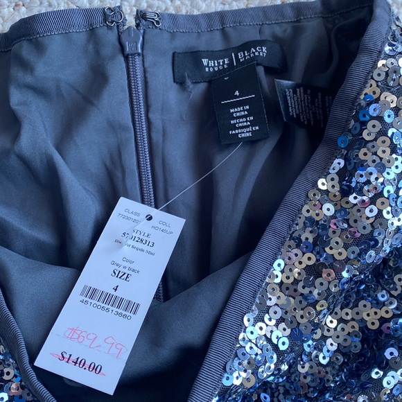 White House Black Market Silver Sequin Pencil Skirt 4 $140.00 Disco Metal whbm - Picture 7 of 11